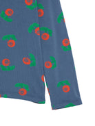 T-shirt per bambina Bobo Chose Kids blu a collo alto con stampa grafica B226AC021 411 BOBO CHOSES KIDS 