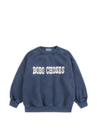 Felpa per bambino Bobo Choses Kids blu notte con stampa logo sul davanti B226AC033 401 BOBO CHOSES KIDS 