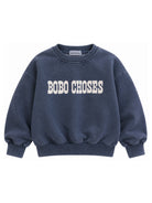 Felpa per bambino Bobo Choses Kids blu notte con stampa logo sul davanti B226AC033 401 BOBO CHOSES KIDS 