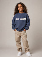 Felpa per bambino Bobo Choses Kids blu notte con stampa logo sul davanti B226AC033 401 BOBO CHOSES KIDS 