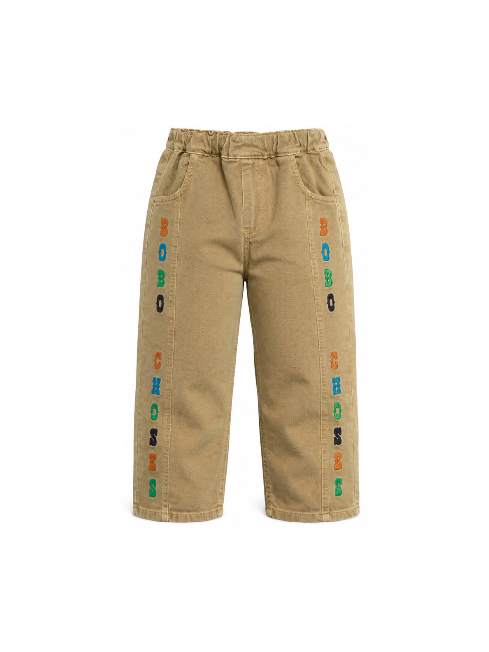 Pantaloni per bambino Bobo Choses Kids beige con stampa logo sul davanti B226AC072 370 BOBO CHOSES KIDS 
