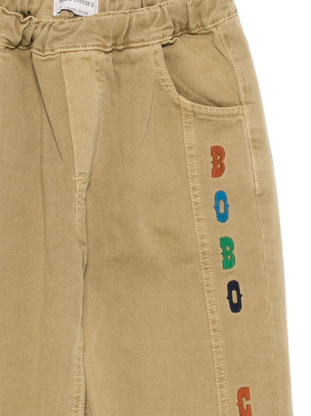 Pantaloni per bambino Bobo Choses Kids beige con stampa logo sul davanti B226AC072 370 BOBO CHOSES KIDS 