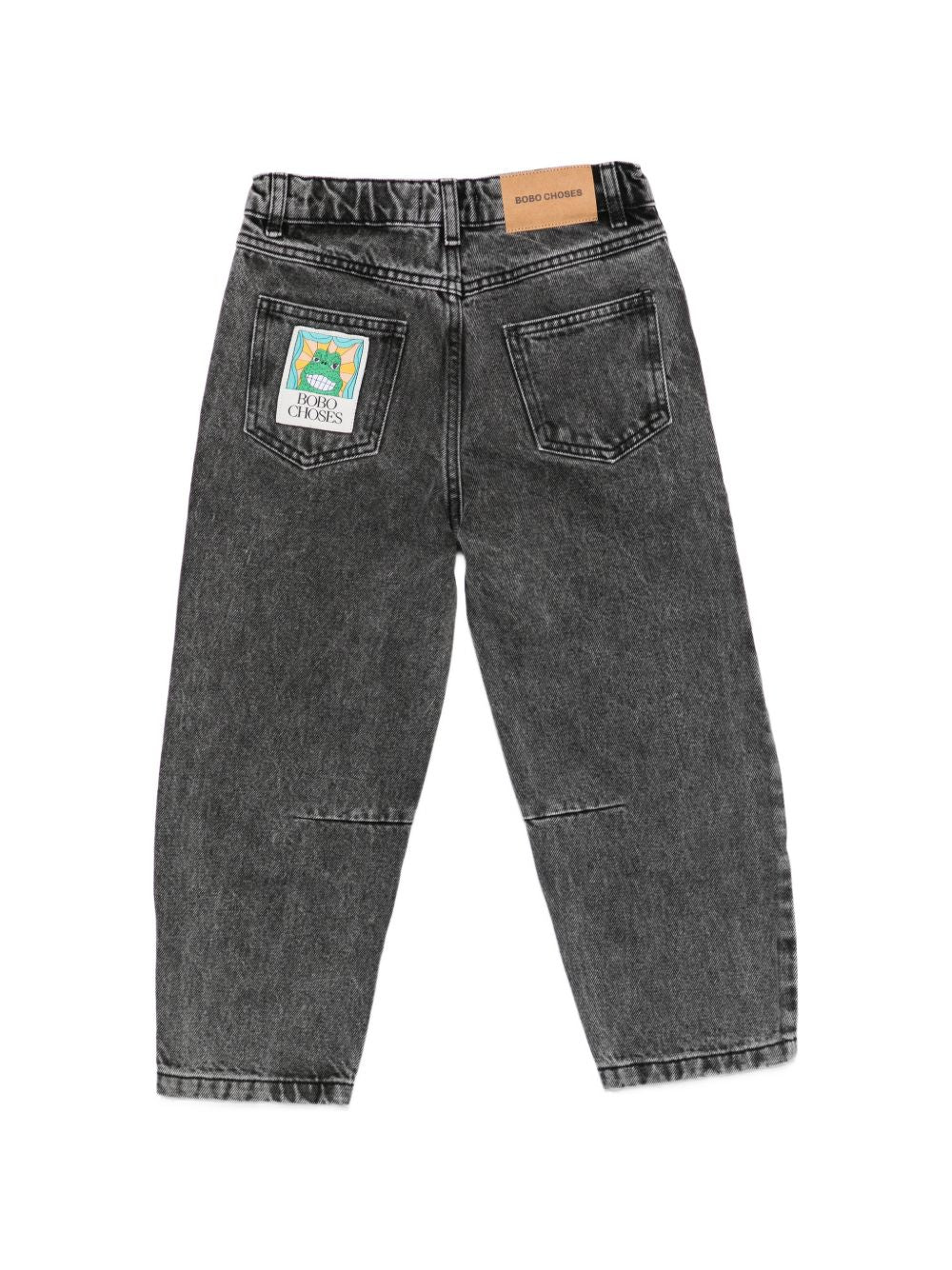Jeans per bambino Bobo Choses grigio scuro con logo ricamato B226AC074 001 BOBO CHOSES KIDS 