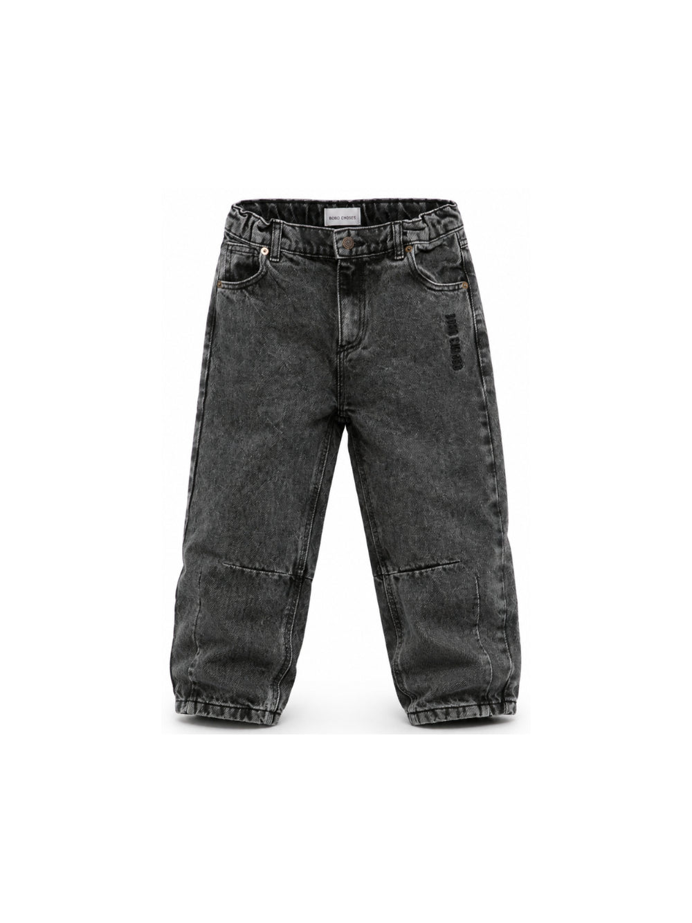 Jeans per bambino Bobo Choses grigio scuro con logo ricamato B226AC074 001 BOBO CHOSES KIDS 