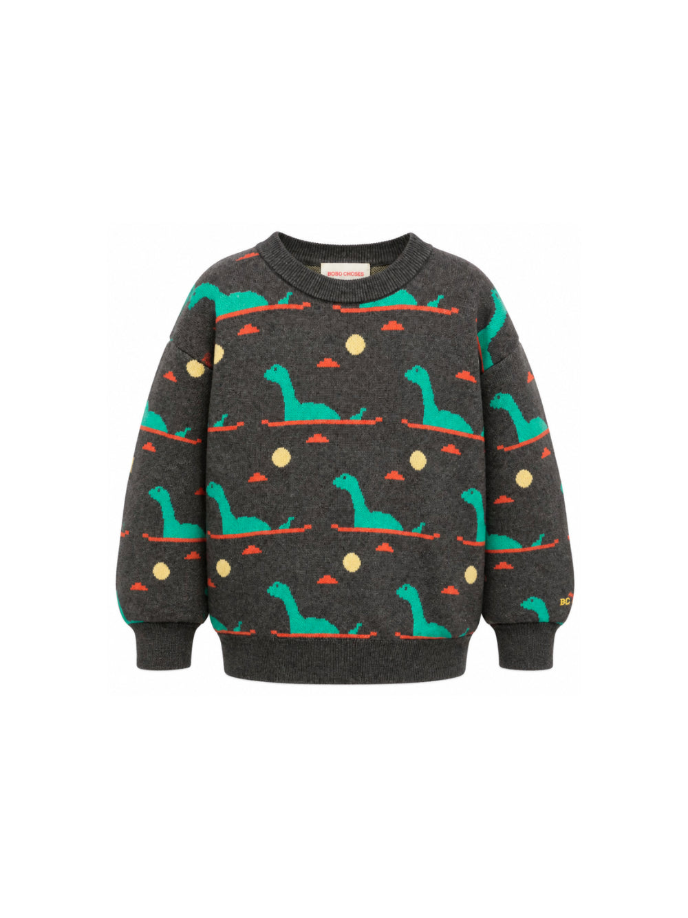 Maglione per bambino Bobo Choses Kids grigio con motivo dinosauro all-over B226AC087 071 BOBO CHOSES KIDS 