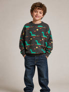 Maglione per bambino Bobo Choses Kids grigio con motivo dinosauro all-over B226AC087 071 BOBO CHOSES KIDS 