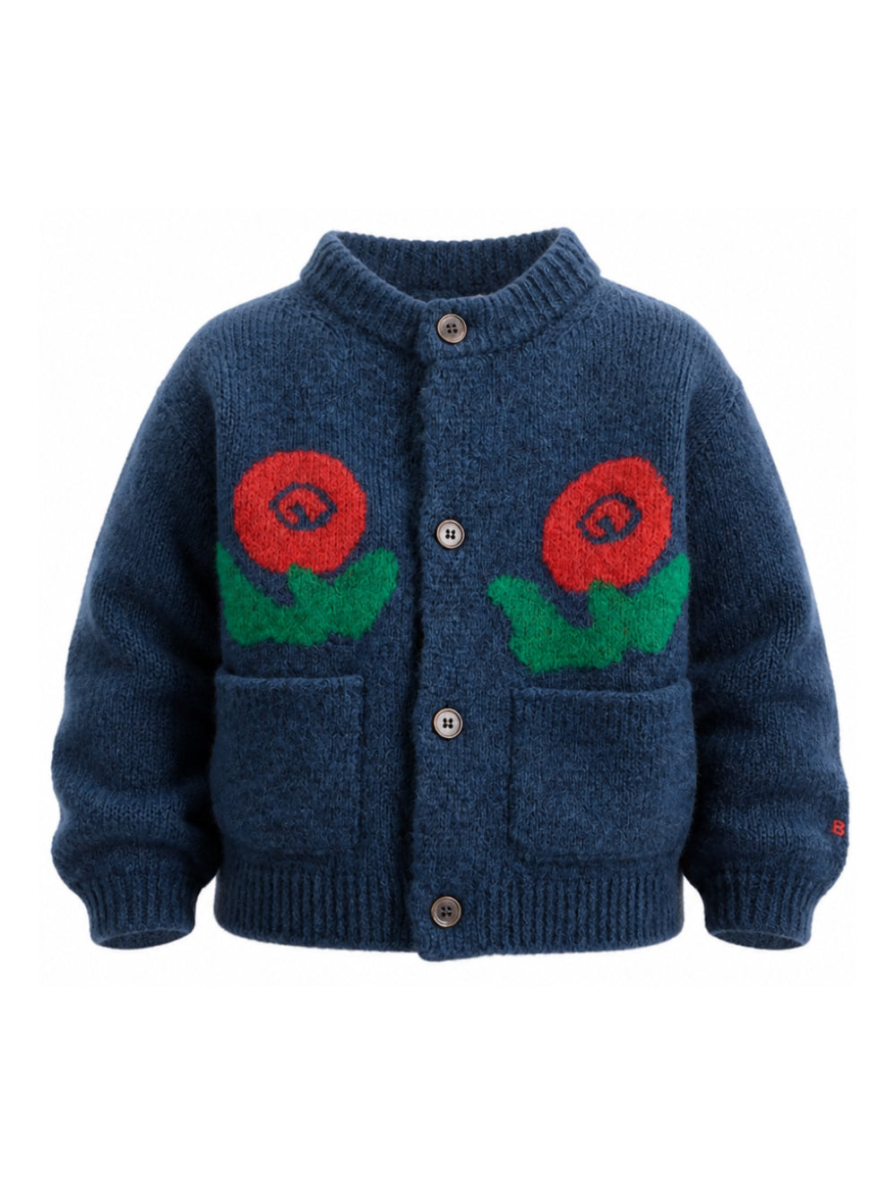 Maglione per bambino Bobo Choses Kids blu con motivo a fiori jacquard B226AC091 401 BOBO CHOSES KIDS 