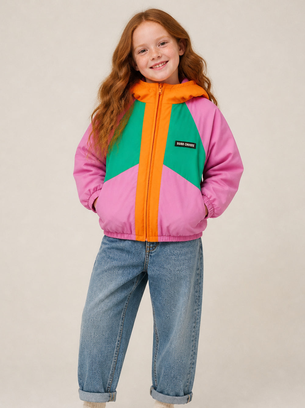 Piumino reversibile per bambina Bobo Choses rosa con cappuccio B226AC100 561 BOBO CHOSES KIDS 