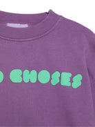 Felpa per bambina Bobo Choses Kids viola corta con stampa logo B226AC113 511 BOBO CHOSES KIDS 