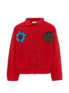 Cardigan per bambina Bobo Choses Kids rosso con intarsio floreale B226AC140 611 BOBO CHOSES KIDS 