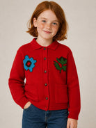 Cardigan per bambina Bobo Choses Kids rosso con intarsio floreale B226AC140 611 BOBO CHOSES KIDS 