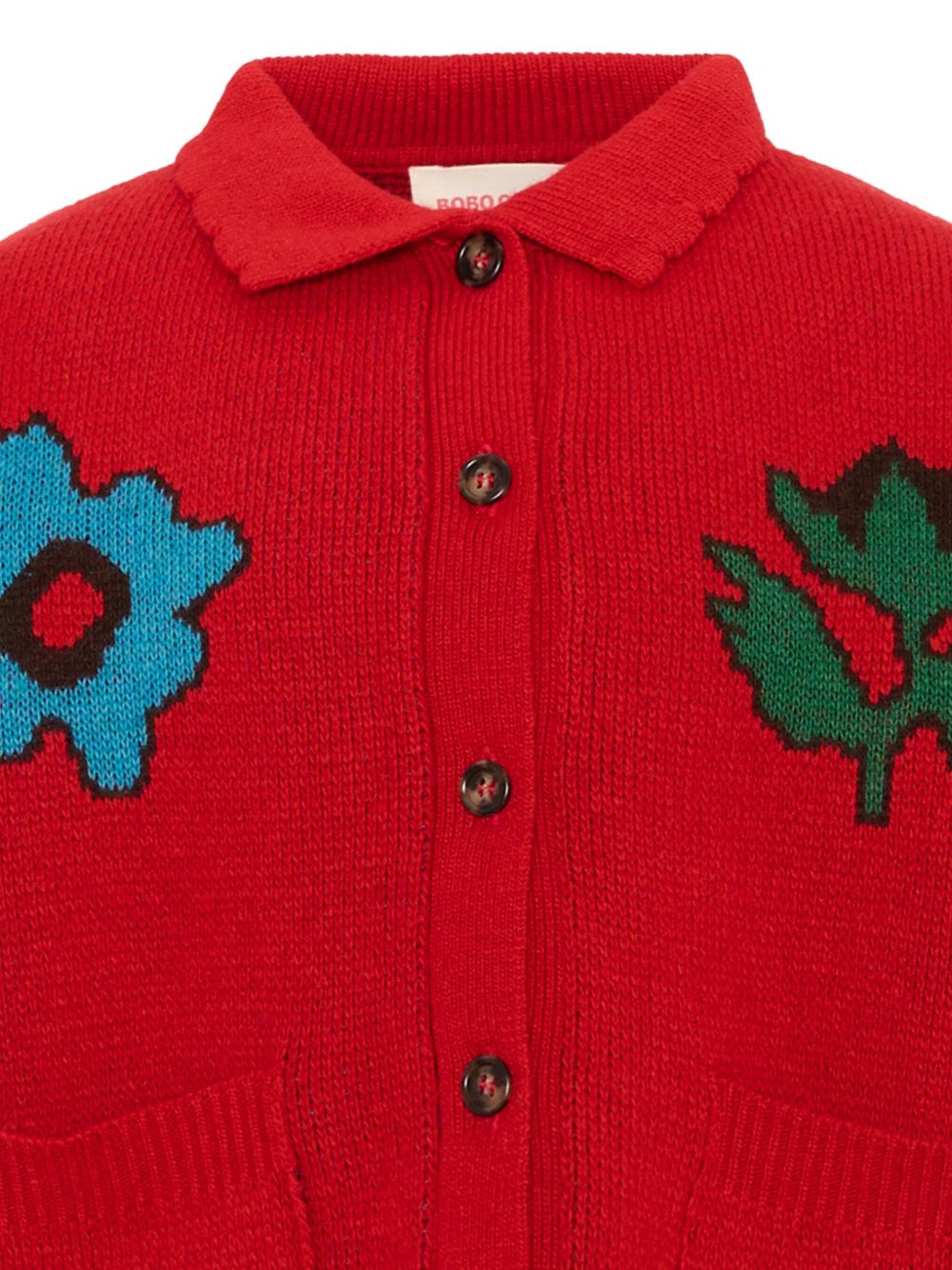 Cardigan per bambina Bobo Choses Kids rosso con intarsio floreale B226AC140 611 BOBO CHOSES KIDS 