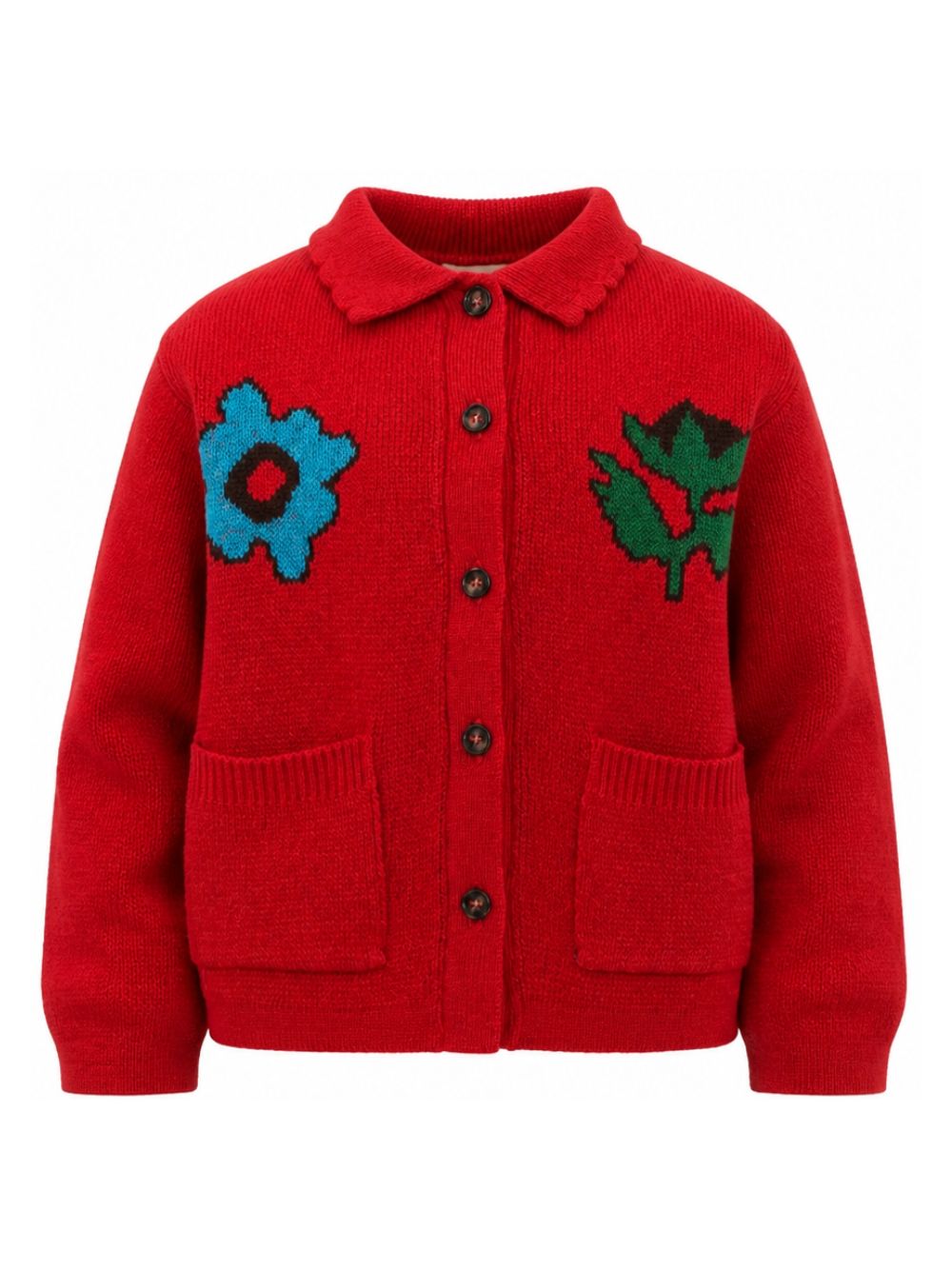 Cardigan per bambina Bobo Choses Kids rosso con intarsio floreale B226AC140 611 BOBO CHOSES KIDS 