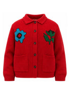 Cardigan per bambina Bobo Choses Kids rosso con intarsio floreale B226AC140 611 BOBO CHOSES KIDS 
