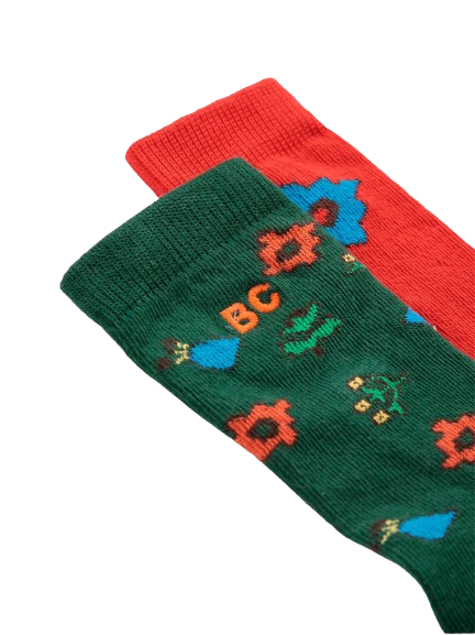 Set di due paia di calzini per neonati Bobo Choses Kids multicolore con stampa grafica floreale B226AH025 611 BOBO CHOSES KIDS 