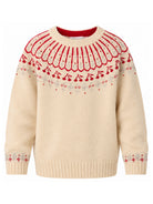 Maglione per bambina Bonpoint Kids beige con motivo Fair Isle ricamato N06GJUK00001 960 BONPOINT KIDS 