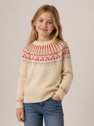 Maglione per bambina Bonpoint Kids beige con motivo Fair Isle ricamato N06GJUK00001 960 BONPOINT KIDS 