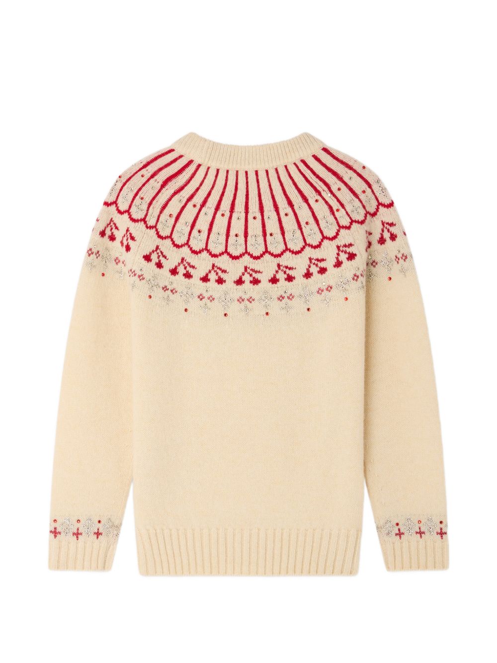 Maglione per bambina Bonpoint Kids beige con motivo Fair Isle ricamato N06GJUK00001 960 BONPOINT KIDS 