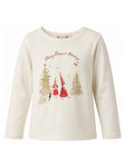 T-shirt per bambina Bonpoint Kids bianca con scritta stampata "Merry Bonpoint Holidays" sul davanti N06GTSK00001 102 BONPOINT KIDS 