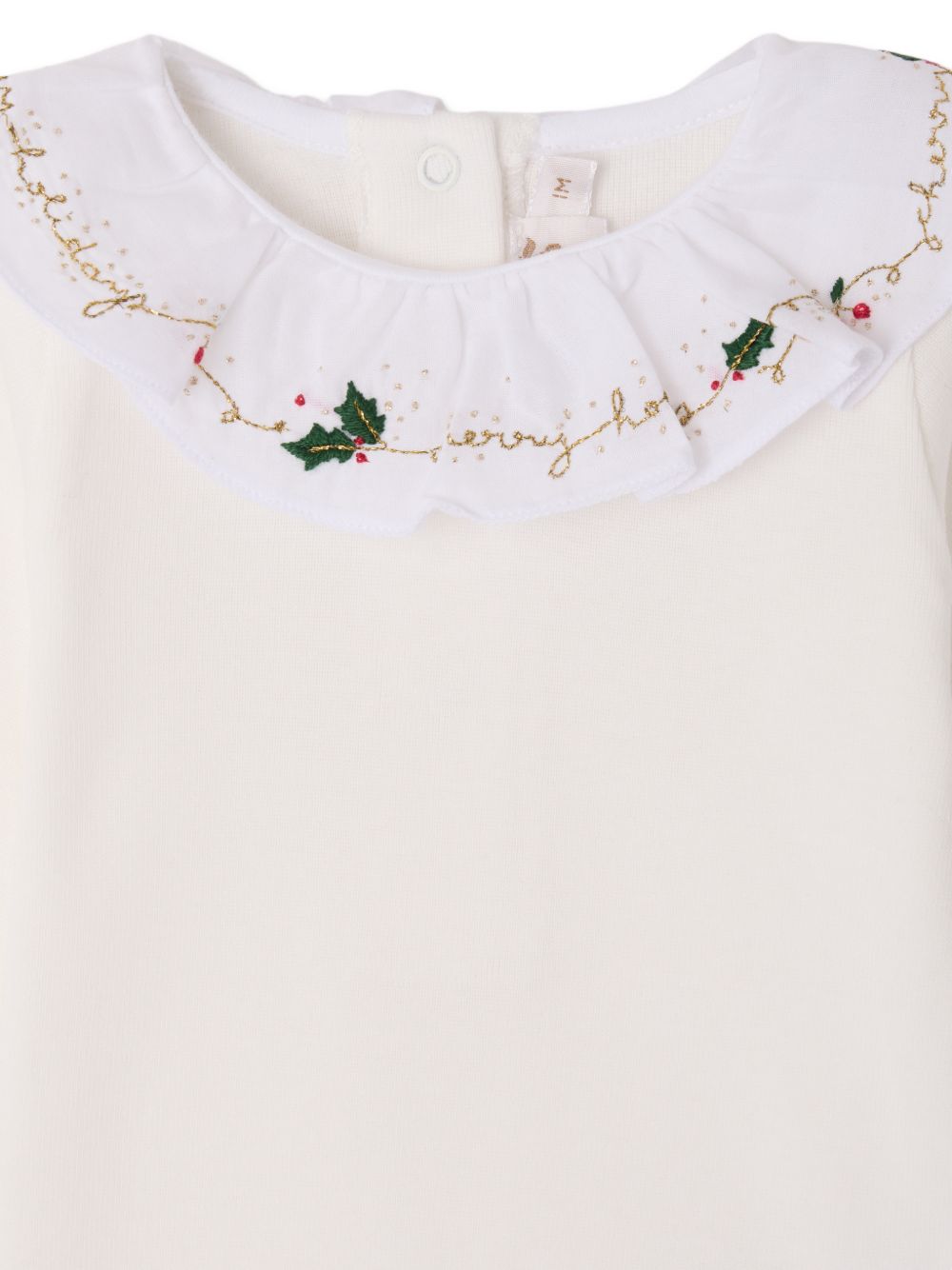 Tutina per neonata Bonpoint Kids bianca con decorazioni natalizie ricamate N06NUNK00001 002 BONPOINT KIDS 