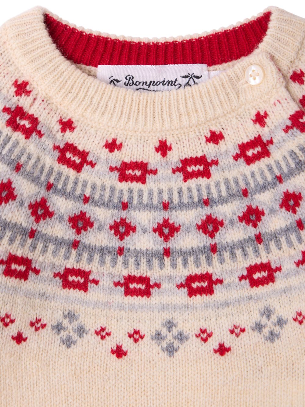Maglione per neonati Bonpoint Kids bianco con motivo Fair Isle N06ZJUK00001 963C BONPOINT KIDS 