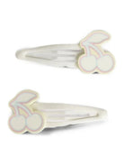 Fermagli per capelli per bambina Bonpoint bianchi con dettaglio ciliegia P06GHAW00002 004 BONPOINT KIDS 
