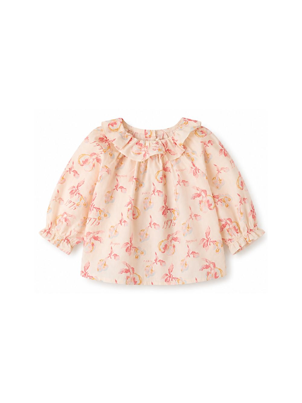 Blusa per neonata Bonpoint beige con stampa ciliegie P06XBLW00001 603 BONPOINT KIDS 