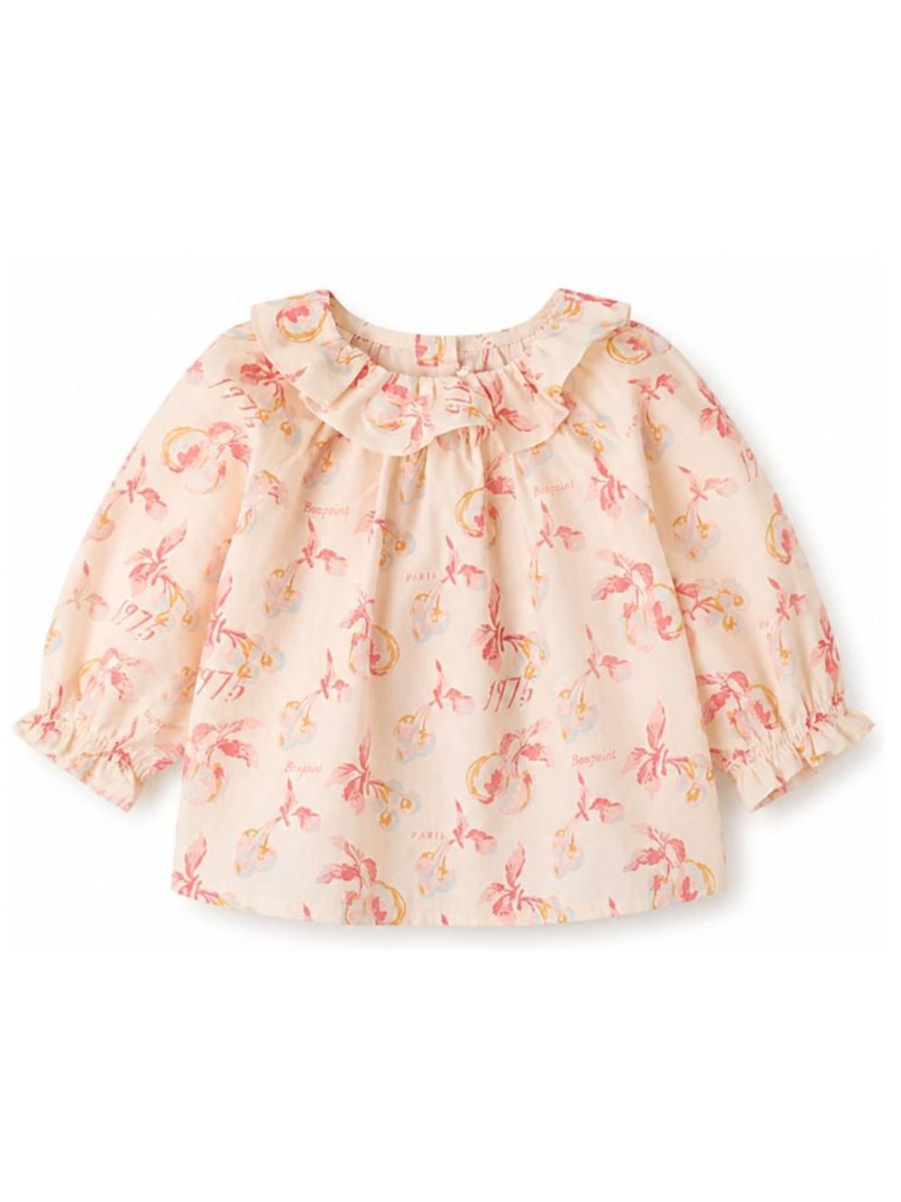 Blusa per neonata Bonpoint beige con stampa ciliegie P06XBLW00001 603 BONPOINT KIDS 