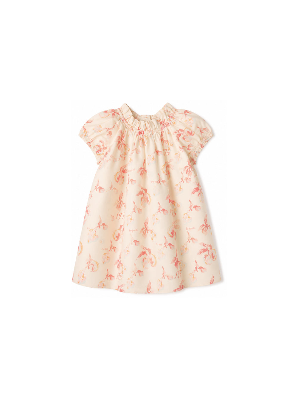 Abito per neonata Bonpoint beige con stampa ciliegie P06XDRW00001 603 BONPOINT KIDS 