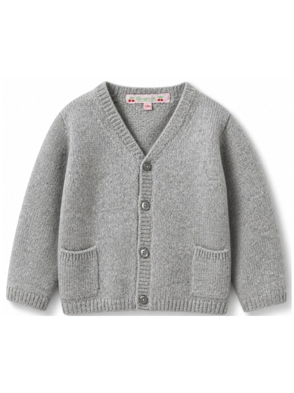 Cardigan per neonato Bonpoint grigio con scollo a V PEBDA2734CA 092 BONPOINT KIDS 