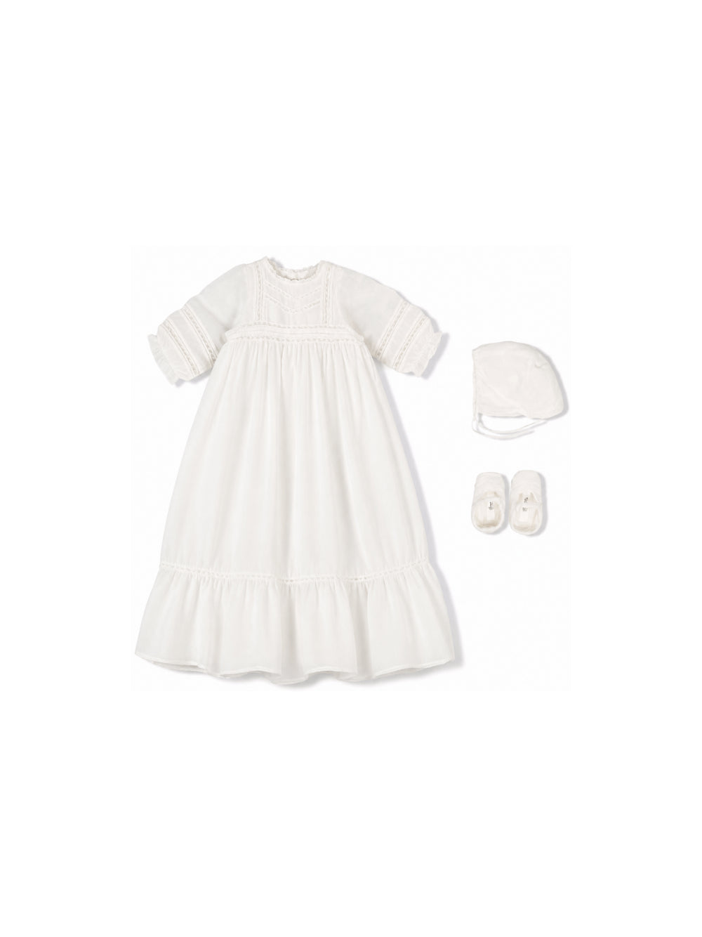 Abito battesimale per neonata Bonpoint bianco con cuffia e scarpine PEPARFUM 002 BONPOINT KIDS 