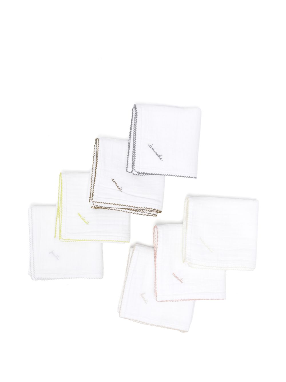 Set quadrati per neonati Bonpoint bianco con ricamo (7 pezzi) PERPACK00004 000 BONPOINT KIDS 