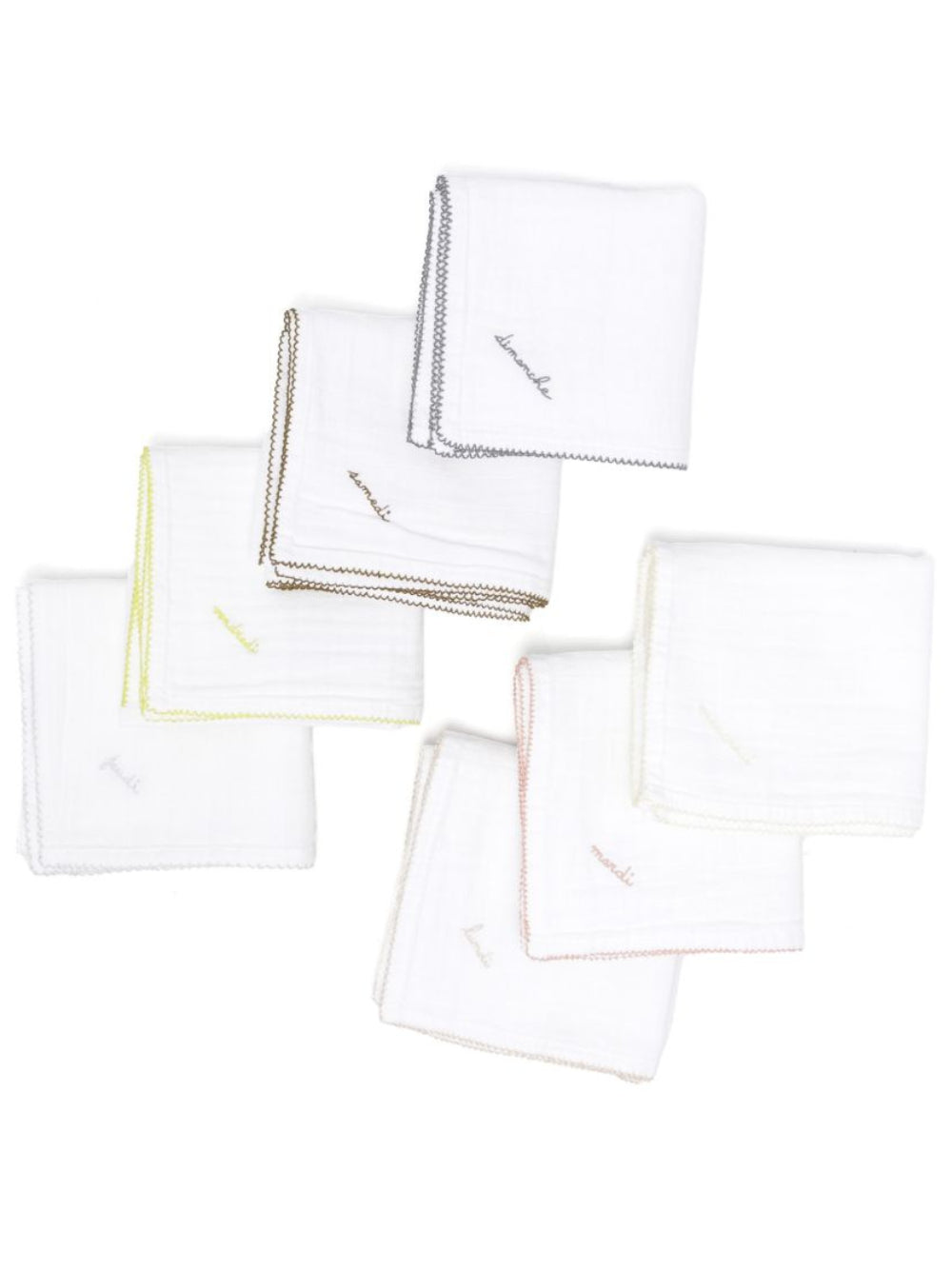 Set quadrati per neonati Bonpoint bianco con ricamo (7 pezzi) PERPACK00004 000 BONPOINT KIDS 