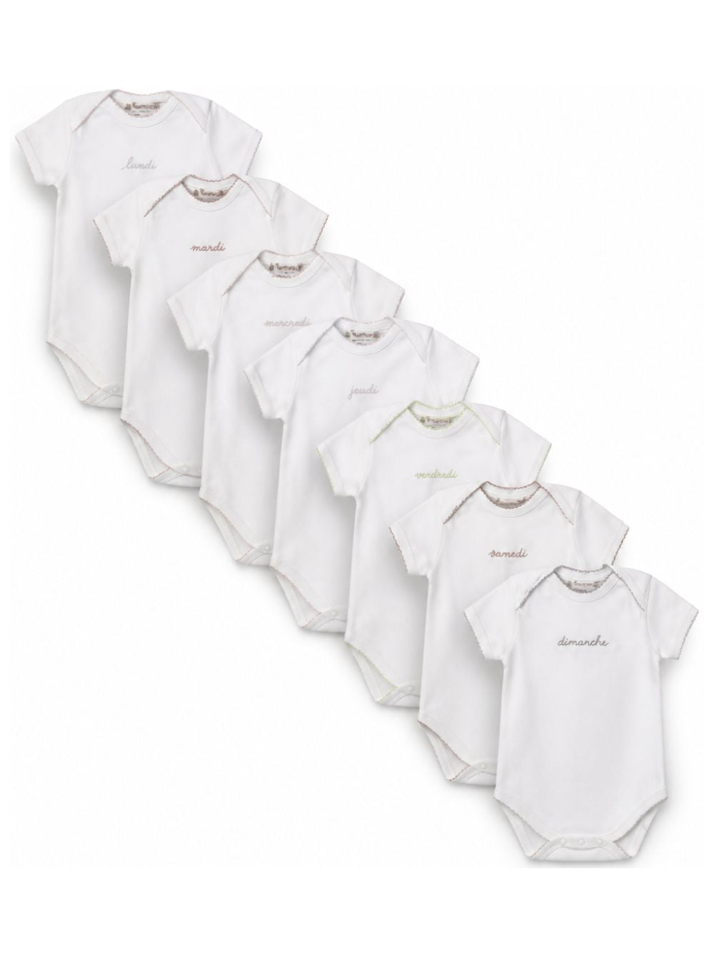 Set di sette tutine per neonati Bonpoint Kids bianche con cuciture a contrasto PERPUNK00001 000 BONPOINT KIDS 