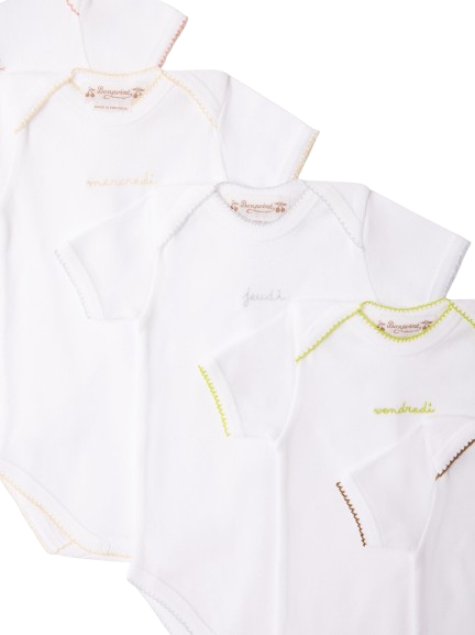 Set di sette tutine per neonati Bonpoint Kids bianche con cuciture a contrasto PERPUNK00001 000 BONPOINT KIDS 