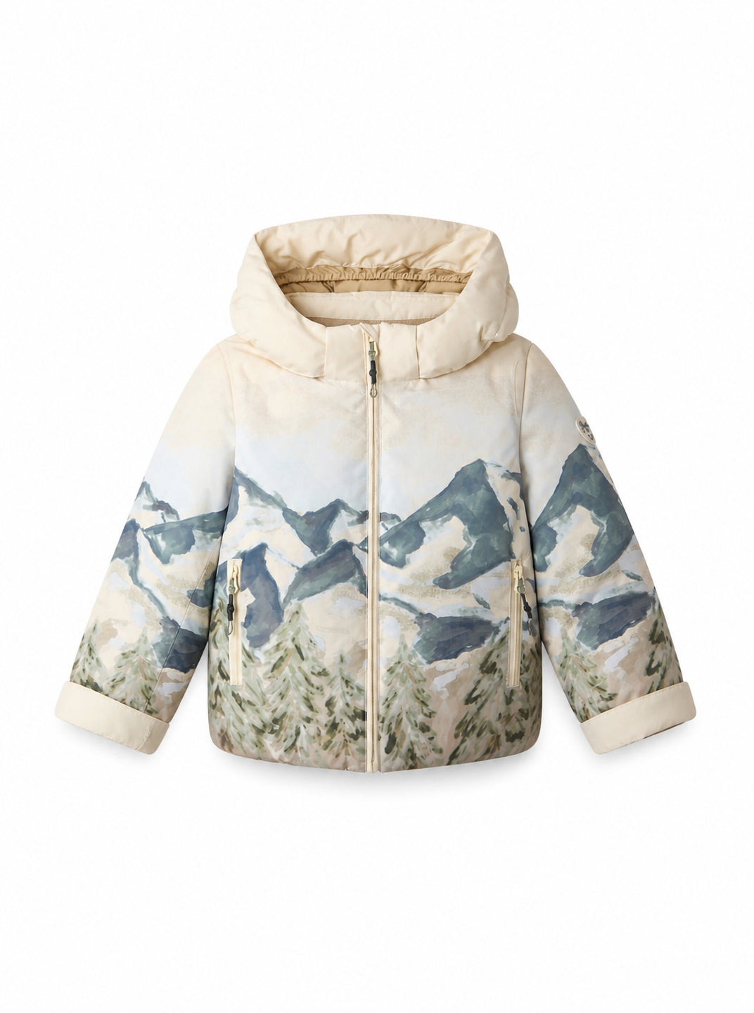 Giacca da sci Mikado per bambino Bonpoint Kids beige con stampa grafica paesaggio W06BOUW00016 614 BONPOINT KIDS 