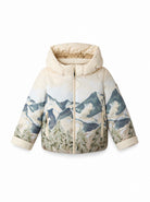 Giacca da sci Mikado per bambino Bonpoint Kids beige con stampa grafica paesaggio W06BOUW00016 614 BONPOINT KIDS 