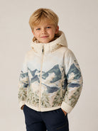 Giacca da sci Mikado per bambino Bonpoint Kids beige con stampa grafica paesaggio W06BOUW00016 614 BONPOINT KIDS 
