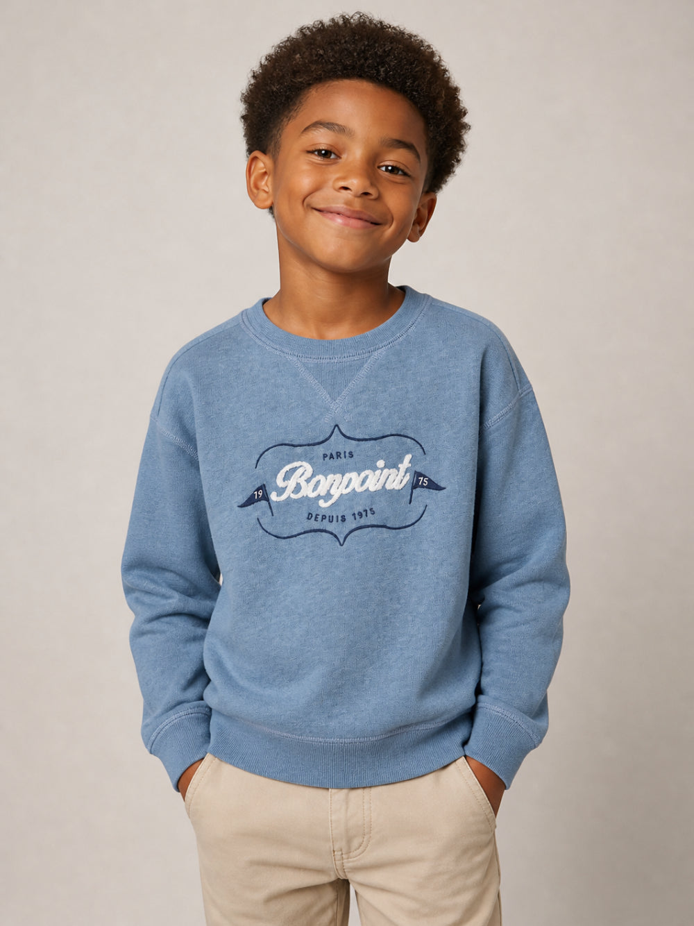 Felpa per bambino Bonpoint azzurra con logo sul davanti W06BSWK00005 116 BONPOINT KIDS 