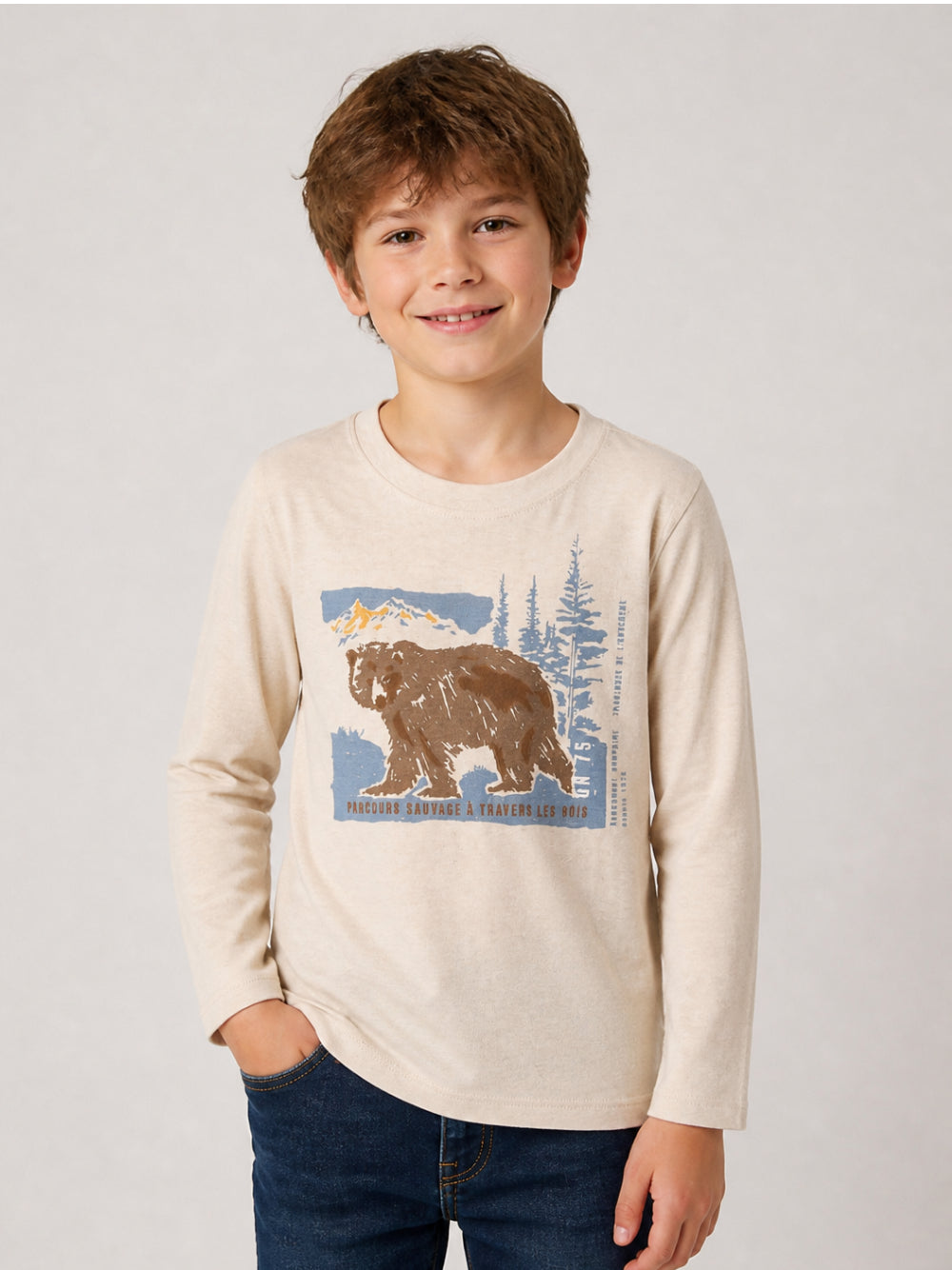T-shirt per bambino Bonpoint beige con stampa grafica W06BTSK00010 160A BONPOINT KIDS 