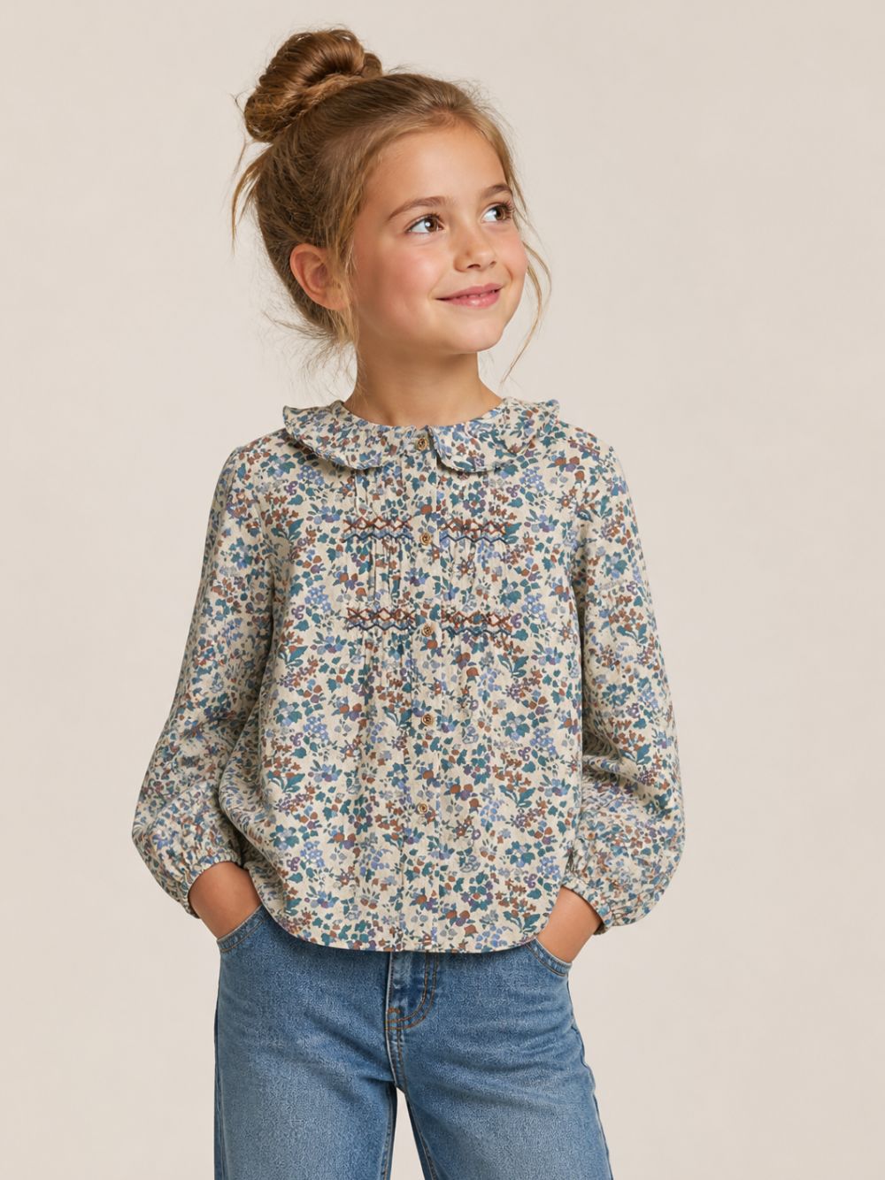 Blusa per bambina Bonpoint Kids multicolore con stampa floreale all-over W06GBLW00009 516 BONPOINT KIDS 