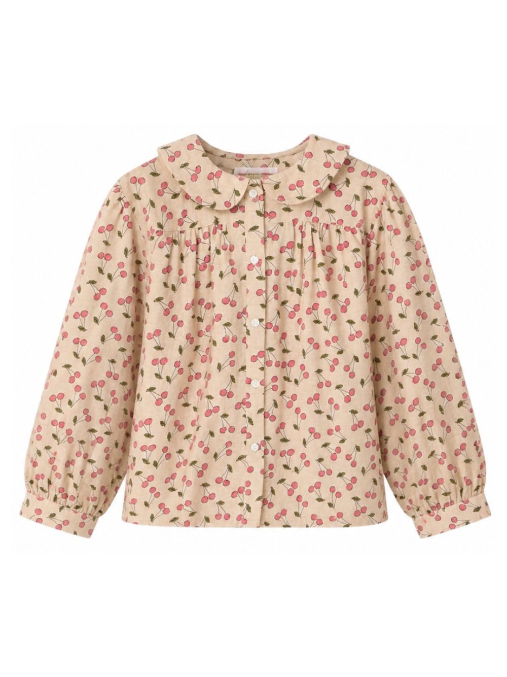 Blusa per bambina Bonpoint Kids beige con stampa Cherry all-over W06GBLW00011 609 BONPOINT KIDS 