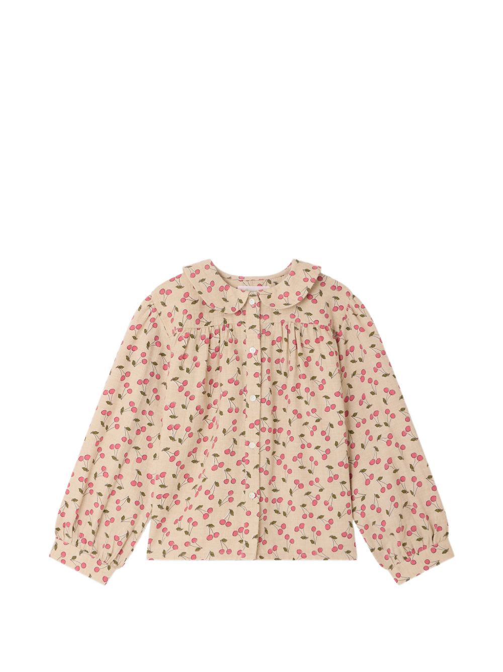 Blusa per bambina Bonpoint Kids beige con stampa Cherry all-over W06GBLW00011 609 BONPOINT KIDS 
