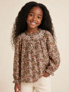 Blusa per bambina Bonpoint Kids marrone con stampa floreale all-over W06GBLW00013 558A BONPOINT KIDS 