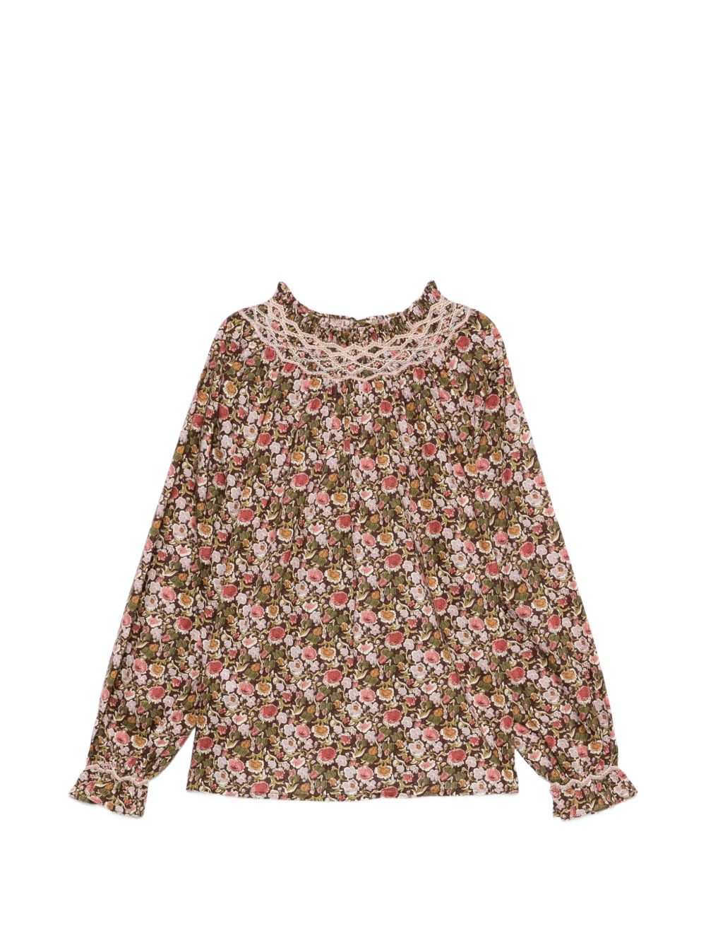 Blusa per bambina Bonpoint Kids marrone con stampa floreale all-over W06GBLW00013 558A BONPOINT KIDS 