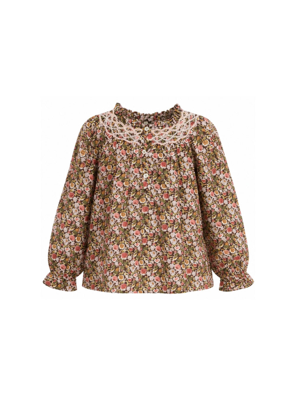 Blusa per bambina Bonpoint Kids marrone con stampa floreale all-over W06GBLW00013 558A BONPOINT KIDS 