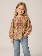 Blusa per bambina Bonpoint Kids beige con stampa a fiori all-over W06GBLW00014 524A BONPOINT KIDS 
