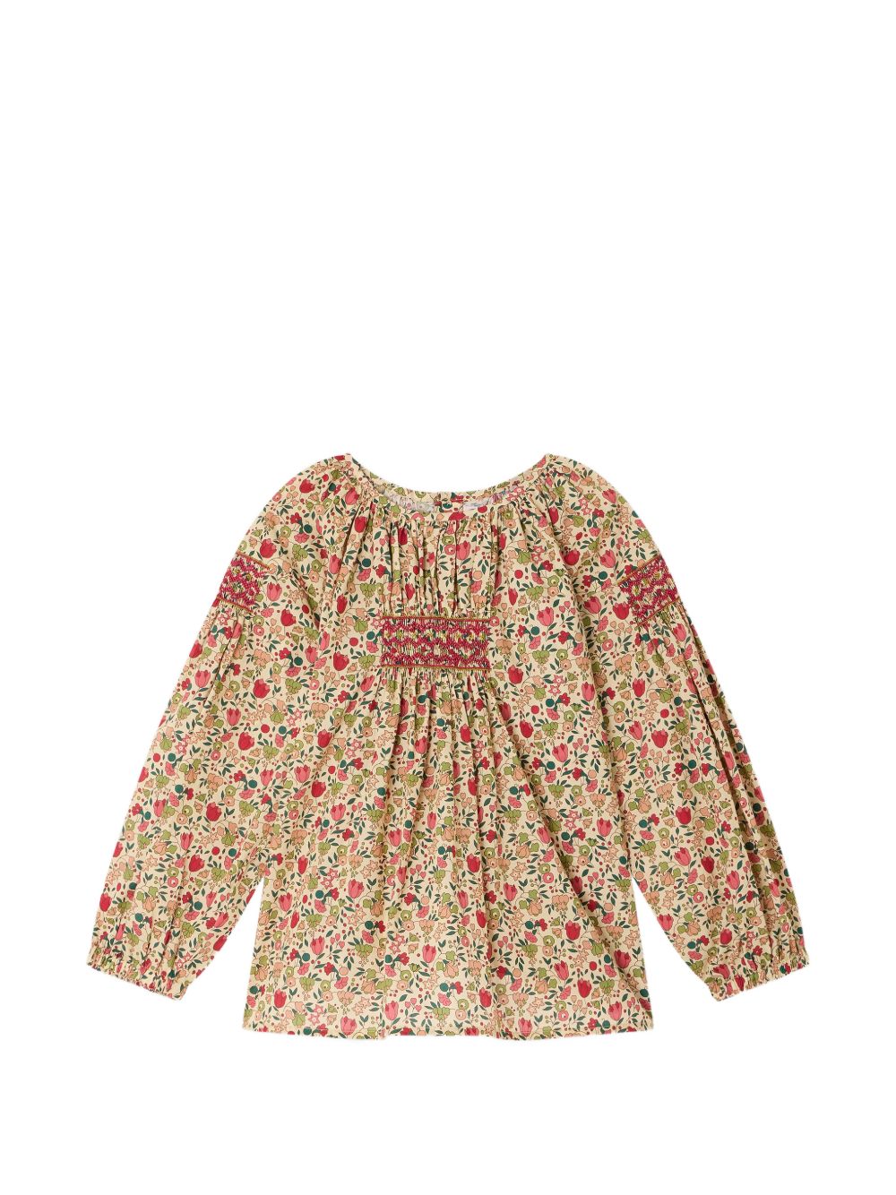 Blusa per bambina Bonpoint Kids beige con stampa a fiori all-over W06GBLW00014 524A BONPOINT KIDS 