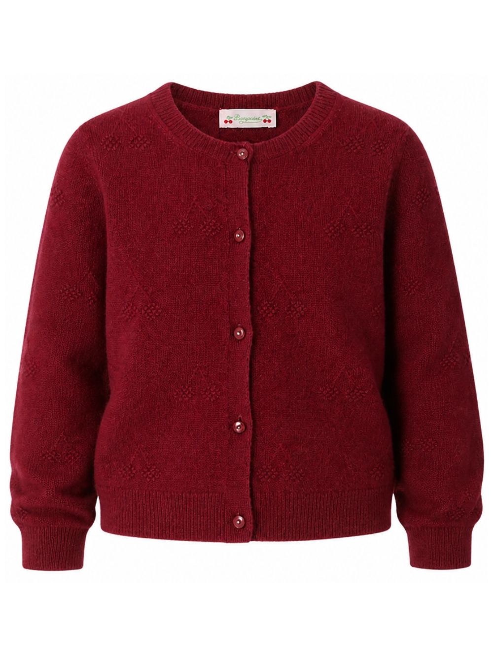 Cardigan per bambina Bonpoint Kids rosso con lavorazione a pointelle W06GCAK00002 052 BONPOINT KIDS 
