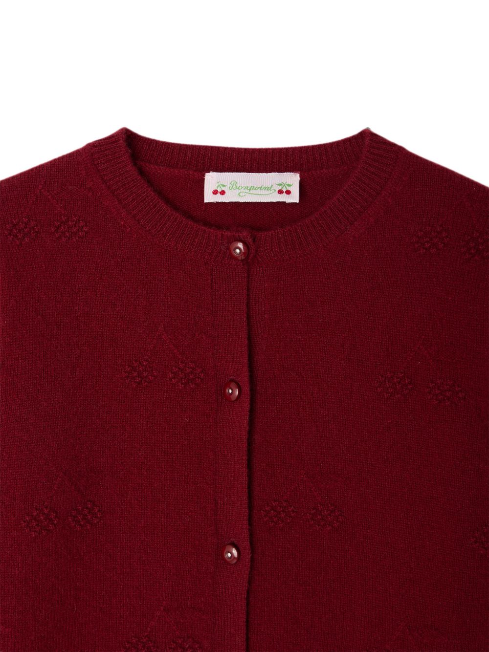Cardigan per bambina Bonpoint Kids rosso con lavorazione a pointelle W06GCAK00002 052 BONPOINT KIDS 